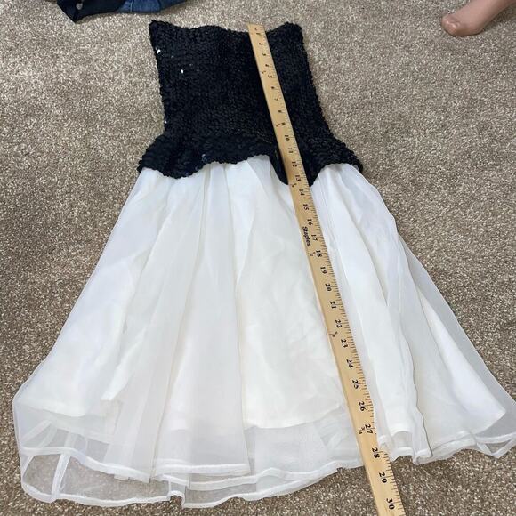 Vintage Rob Hill for Mister Jay sequined top chiffon bottom black/white SZ 7 - Picture 12 of 13